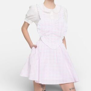 NWT Hot Topic Pink And White Plaid Heart Skirtall